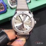 Perfect Replica ZY Factory Hublot Classic Fusion Silver Satin Dial Gray Rubber Strap 42mm Watch